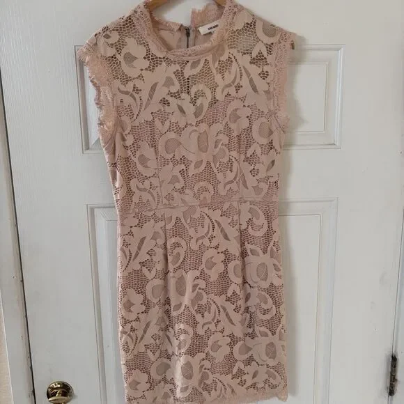 Sans Souci Dress Womens XL Floral Lace Sleeveless Blush Coquette Bohemian Dainty - Picture 2 of 10